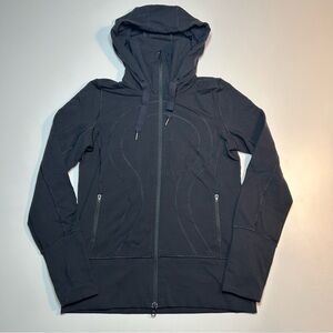 Lululemon Stride II Jacket Black Full Zip Hooded Luon Size 10